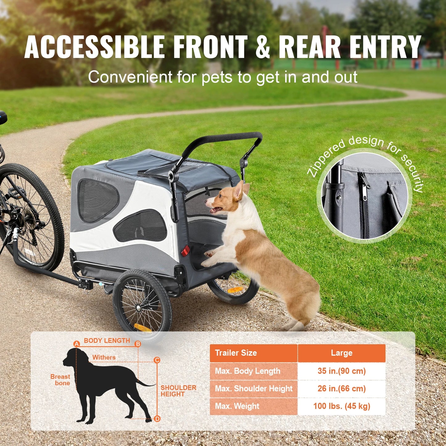 SucceBuy 100lbs Dog Bike Trailer 2-in-1 Pet Stroller Bicycle Carrier Folding Cart Frame with Wheels Reflectors Flag for Dogs