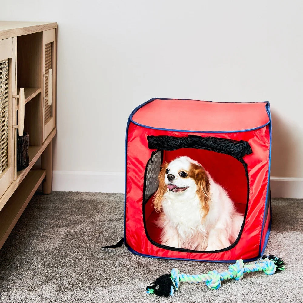 Soft-Sided Pop Up Mesh Dog Kennel Portable Collapsible Indoor Outdoor Travel Dog House Zipper Door Easy Storage Cozy Safety
