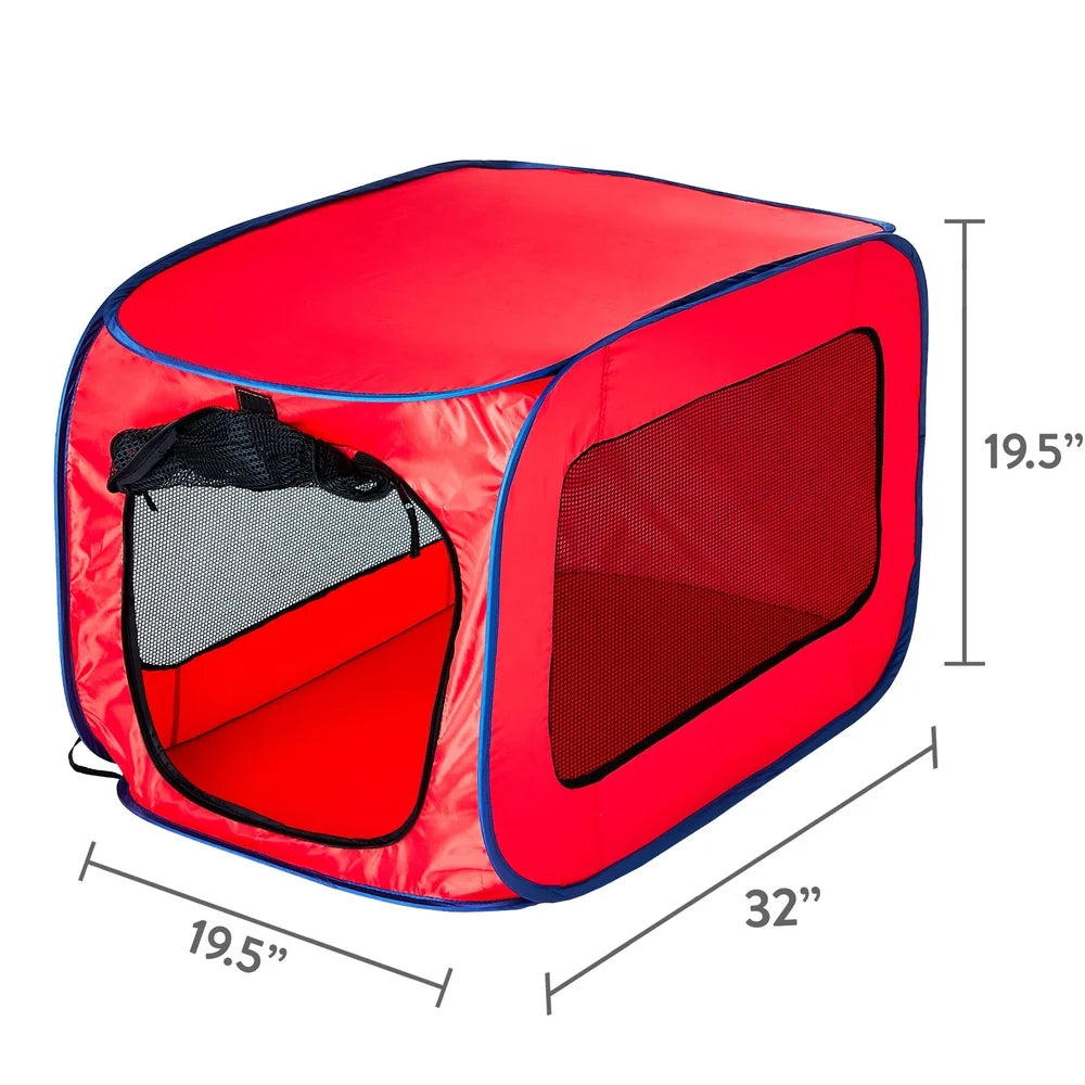Soft-Sided Pop Up Mesh Dog Kennel Portable Collapsible Indoor Outdoor Travel Dog House Zipper Door Easy Storage Cozy Safety