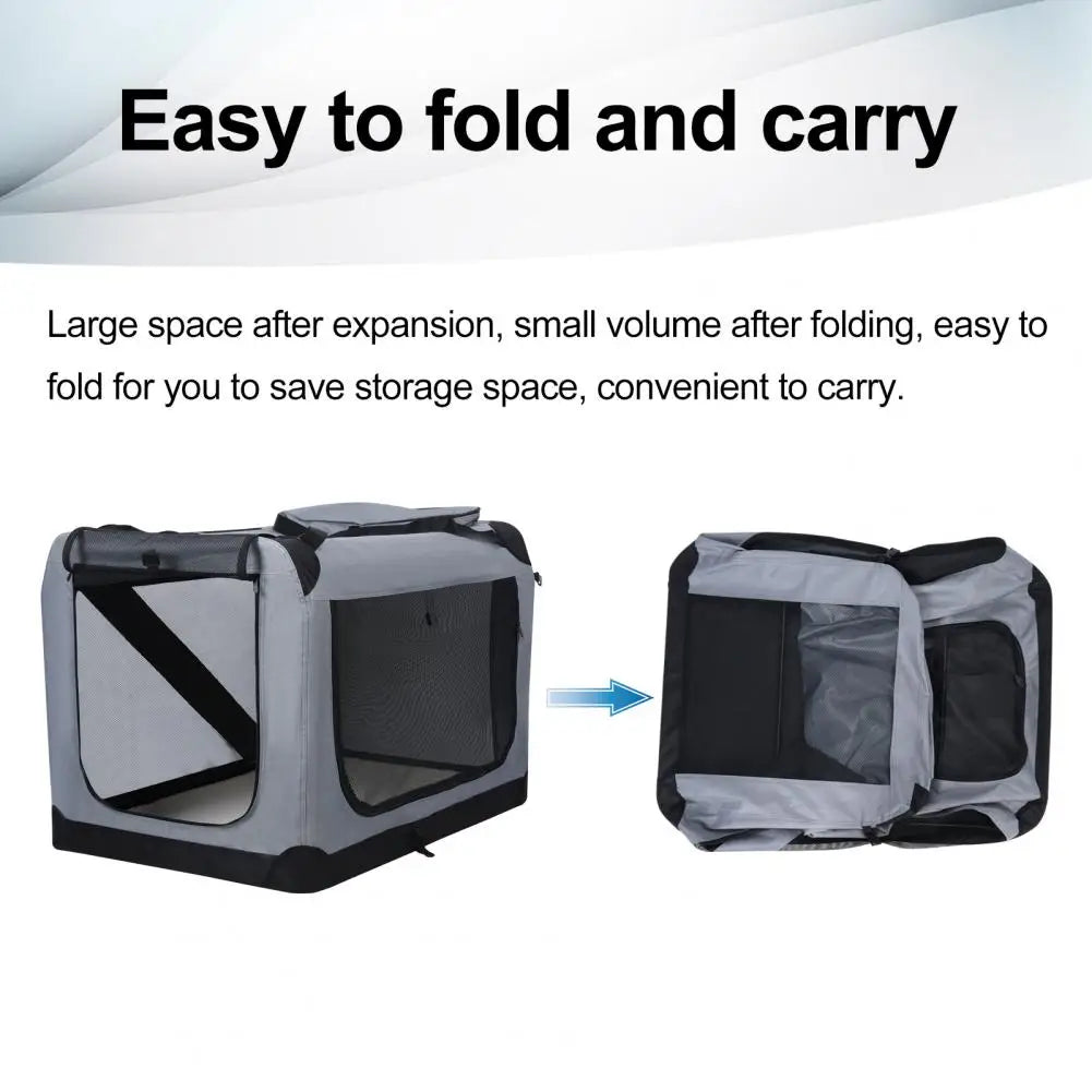 Folding Pet Crate with Breathable Mesh Door Window, Portable Indoor Outdoor Travel Collapsible Pet Cage, Large Capacity Medium L