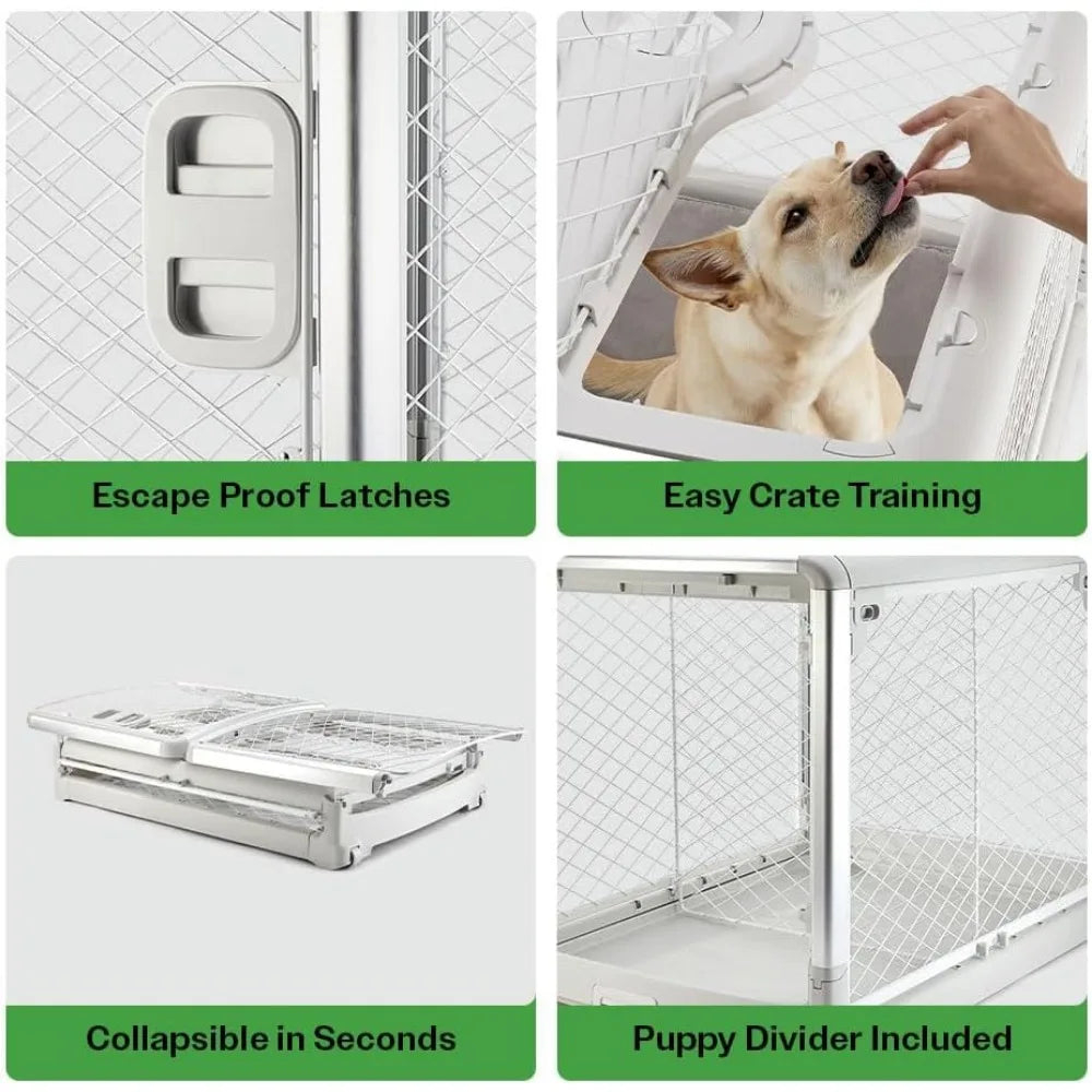 Dog Crate I Collapsible Dog Crate I Portable Travel Crate and Kennel for Medium/Large Dogs and Puppies