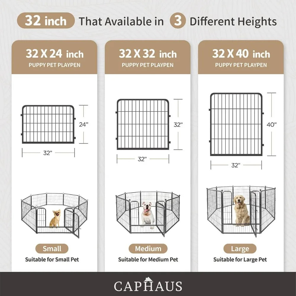Height Bold Metal Foldable Heavy-Duty Pet Playpen with Door, Available in 32 Panels Indoor/Outdoor Portable Kennel,
