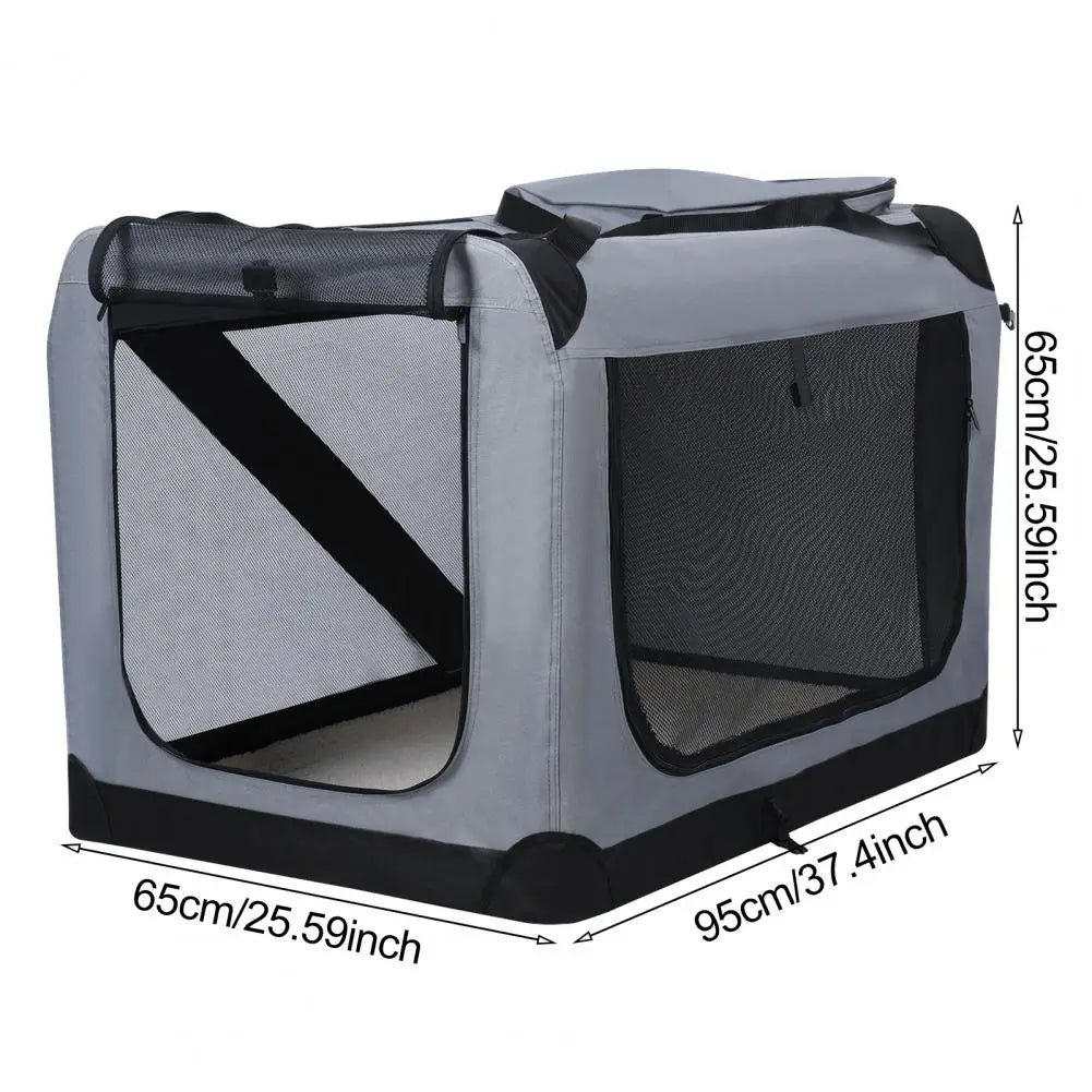 Folding Pet Crate with Breathable Mesh Door Window, Portable Indoor Outdoor Travel Collapsible Pet Cage, Large Capacity Medium L