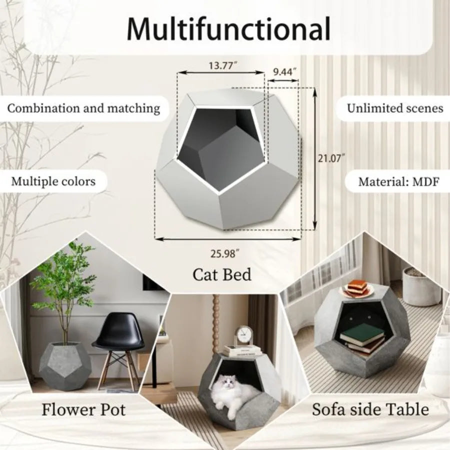 25.98Modern Pet Furniture Cat Carrier Side Table Sofa Side Table Planter MDF Multifunctional Furniture Cement Gray