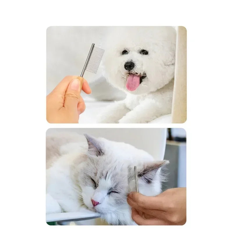 Stainless steel cat and dog facial hair cleaning comb mini pet grooming brush dense tooth small comb dog and cat accessories