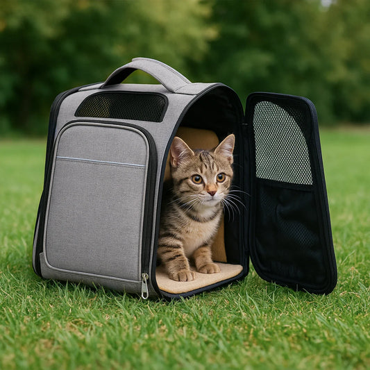 Breathable Pet Cat Carrier Backpack Foldable Pet Carrier Transport Travel Bag Expandable Large Capacity Creative for Cats Dogs