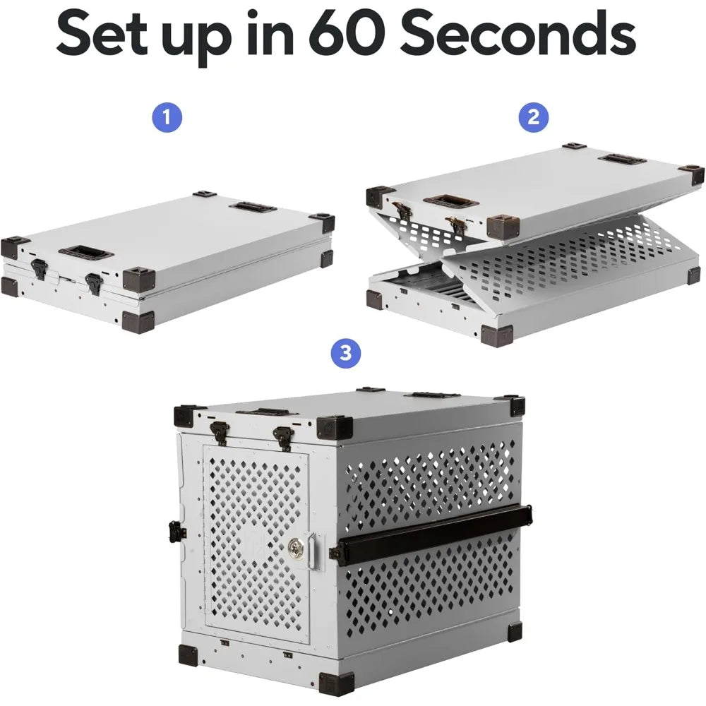 Impact Collapsible Dog Crate - Foldable Hard Crate for Large Dogs - Heavy Duty Travel Kennel with Powder-Coated Aluminum - Quick