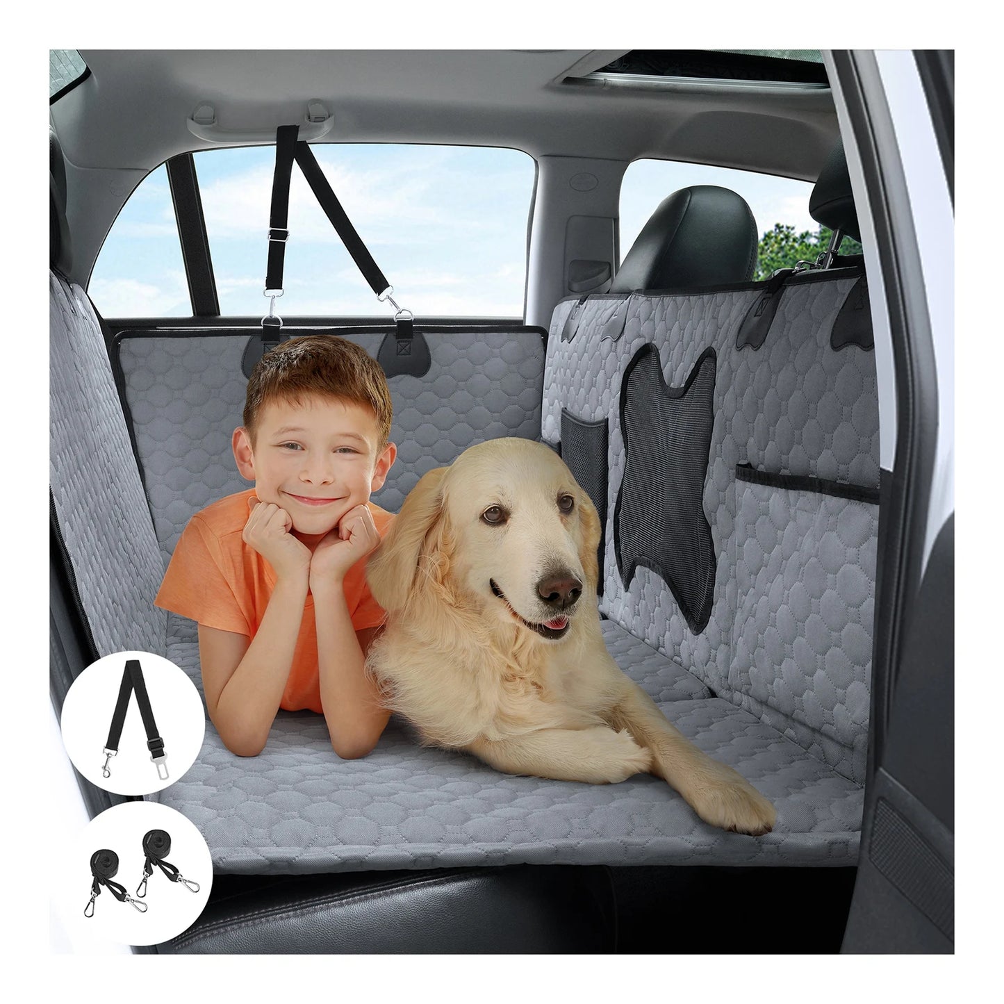 Car Dog Seat Cover for Back Seat Waterproof Auto Rear Pet Seat Protector Mat Nonslip Universal Safety Carrier For Outing Dogs
