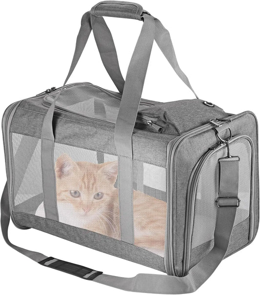 "Airline-approved pet carrier for cats/dogs, soft travel bag, breathable honeycomb board, removable support, for car/air travel