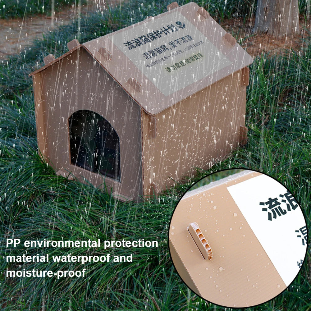 Outside Cat House Waterproof Warm Cat Shelter Foldable Cat Outdoor House Collapsible Insulated Pet House for Indoor Outdoor Use