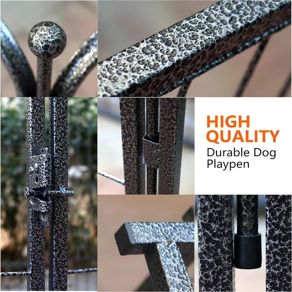 Dog Playpen,32 Inch Height in Heavy Duty,Folding Indoor Outdoor Dog Exercise Fence, Portable Pet Playpen with Door