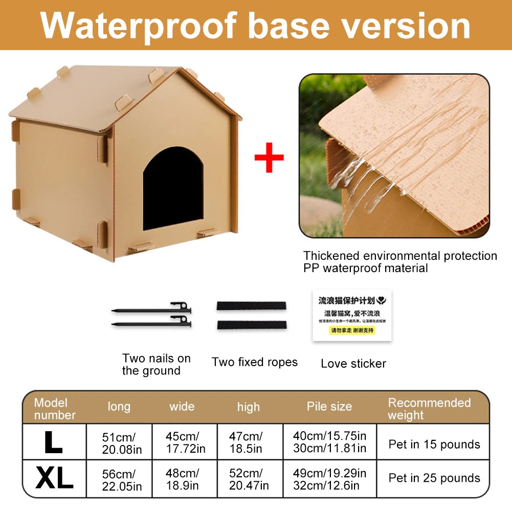 Outside Cat House Waterproof Warm Cat Shelter Foldable Cat Outdoor House Collapsible Insulated Pet House for Indoor Outdoor Use