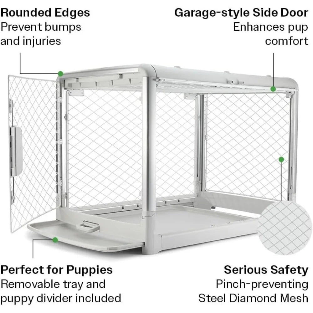 Dog Crate I Collapsible Dog Crate I Portable Travel Crate and Kennel for Medium/Large Dogs and Puppies