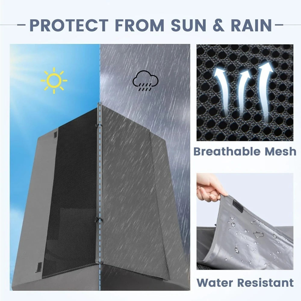 Outdoor Dog House for Large Breeds, Durable Dog Shelter with Weatherproof 600D PVC Canopy, 2x1 Textilene Fabric Elevated Dog Bed