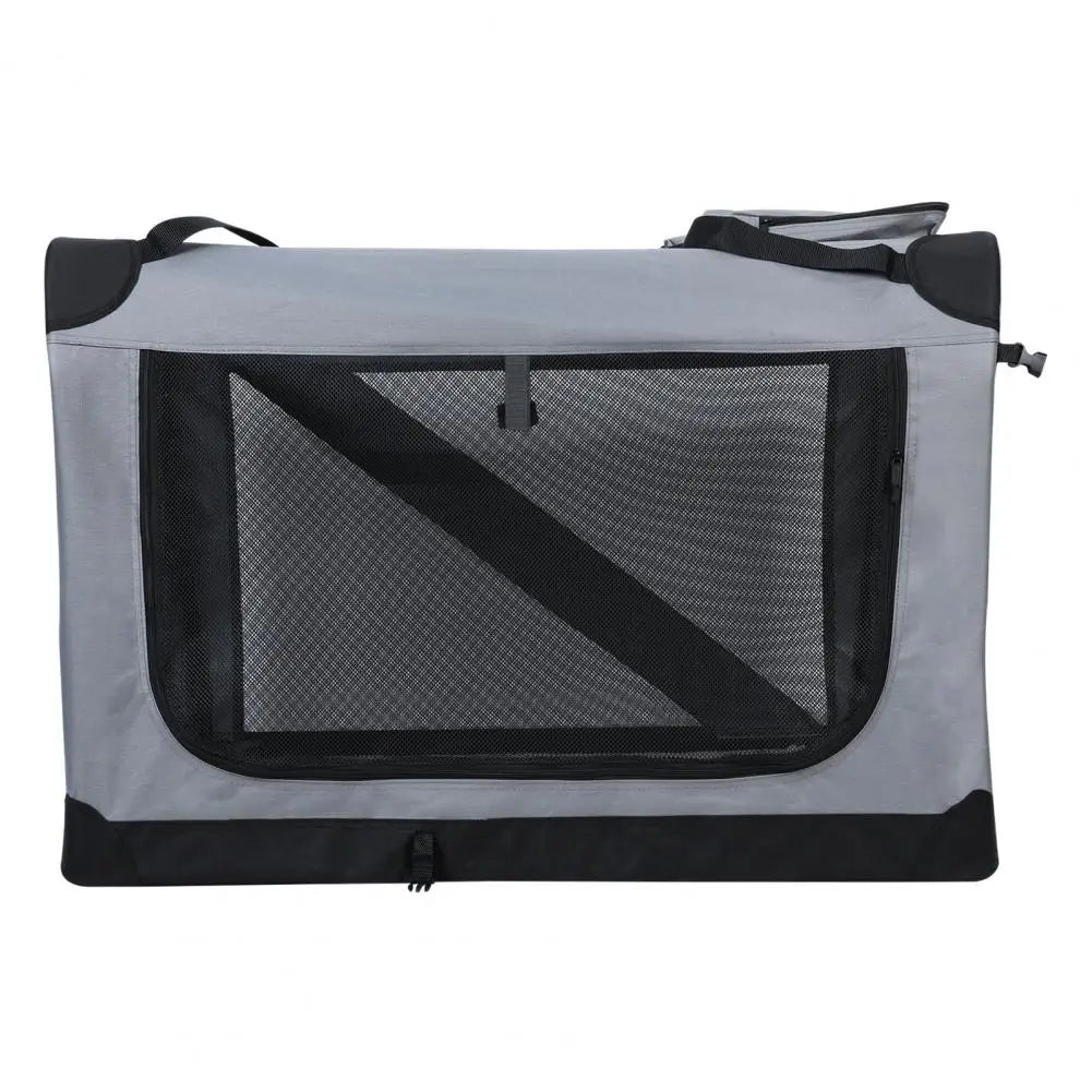 Folding Pet Crate with Mesh Door Window, Portable Travel Collapsible Pet Cage, Medium Large Dog Cat Kennel with Zipper Pocket