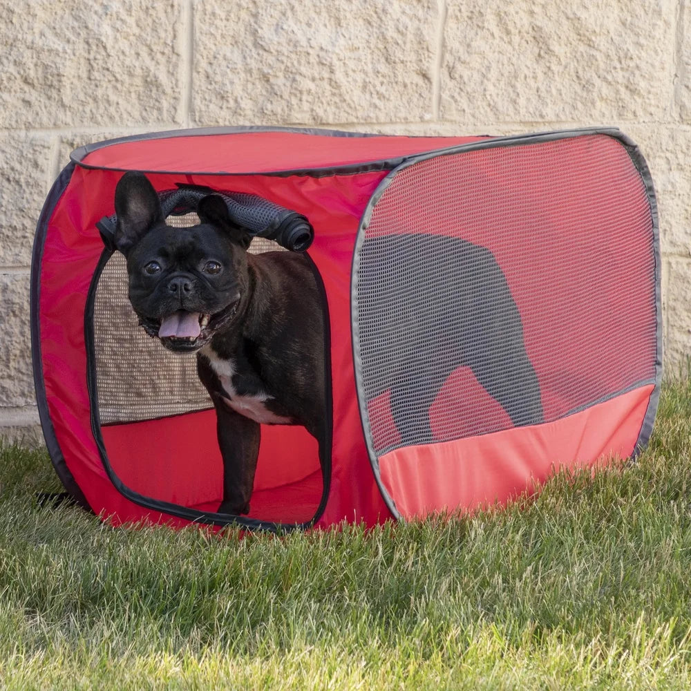 Soft-Sided Pop Up Mesh Dog Kennel Portable Collapsible Indoor Outdoor Travel Dog House Zipper Door Easy Storage Cozy Safety