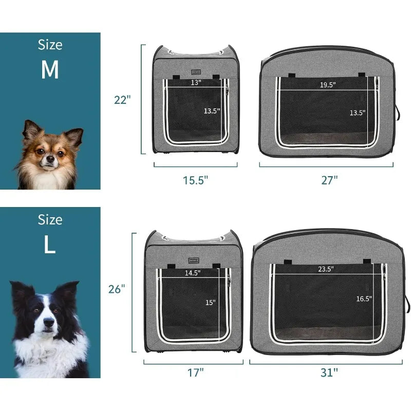 Petsfit Pop Up Dog Crate, Collapsible Dog Kennel,Lightweight&Portable Pet Cage for Medium Large Dogs,Included Soft Mat,GreyLarge