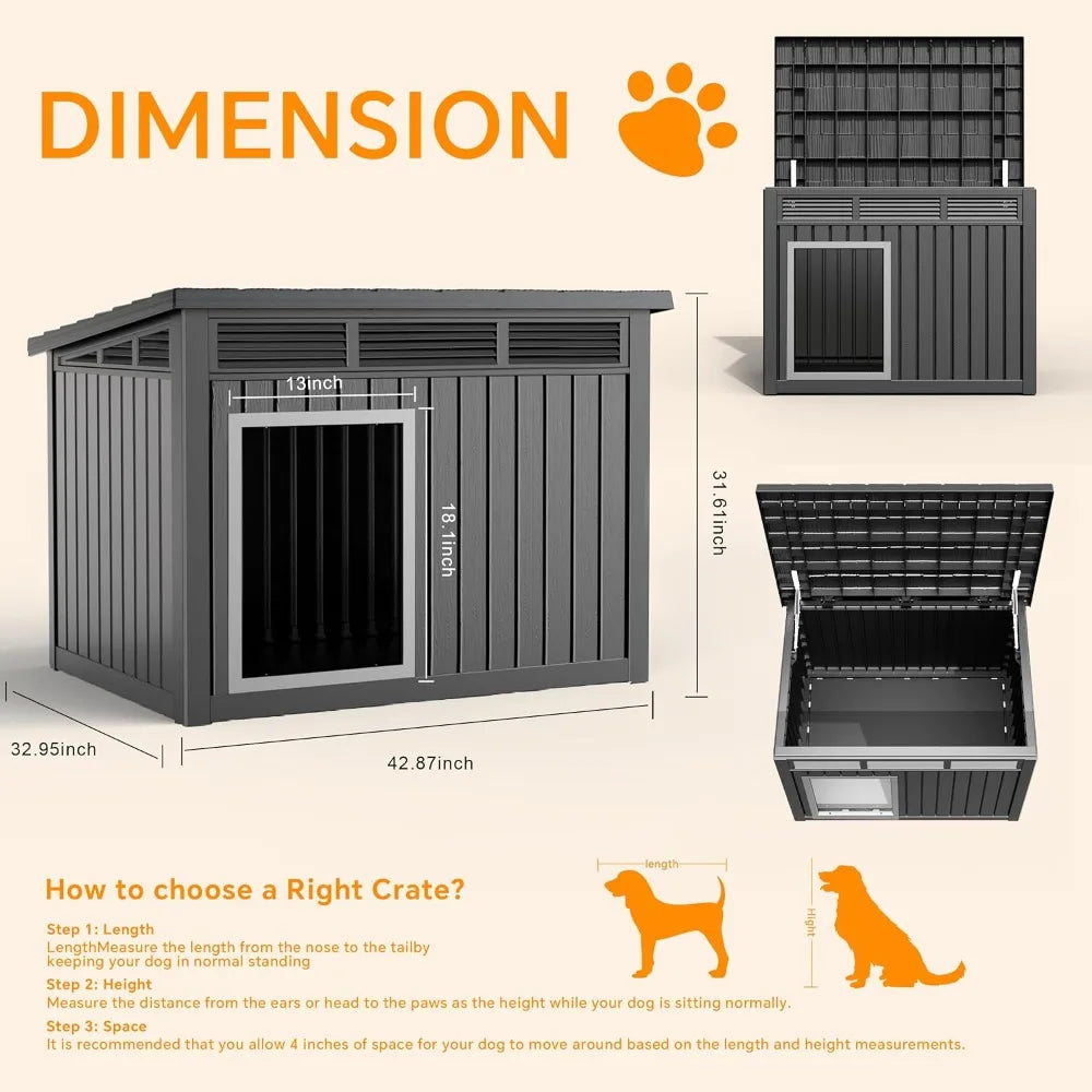 Dog House for Both Indoor and Outdoor with Weatherproof Roof Removable Floors for Medium to Large Dogs Interior Space
