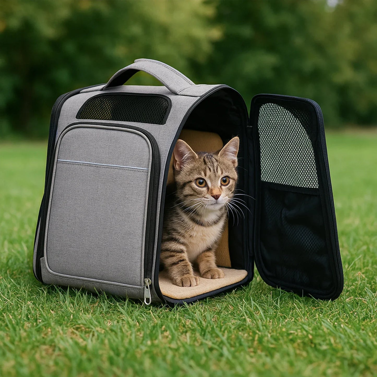 Breathable Pet Cat Carrier Backpack Foldable Pet Carrier Transport Travel Bag Expandable Large Capacity Creative for Cats Dogs