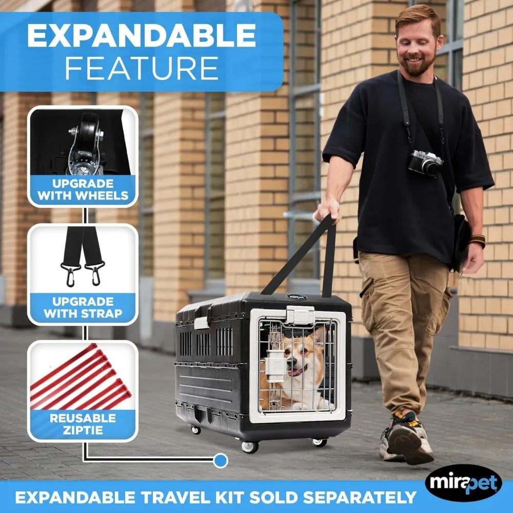 USA Pet Carrier & Crate 26" - Premium Collapsible Design for Medium Cats and Dogs - Portable Kennel for Indoor/Outdoor Use