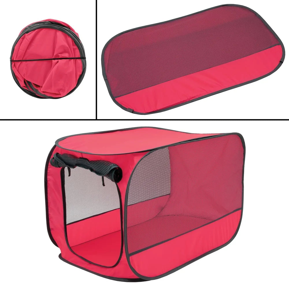 Soft-Sided Pop Up Mesh Dog Kennel Portable Collapsible Indoor Outdoor Travel Dog House Zipper Door Easy Storage Cozy Safety