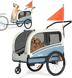Dog Bike Trailer, Supports up to 88 lbs, 2-in-1 Pet Stroller Cart Bicycle Carrier, Easy Folding Cart Frame with Quick Release W