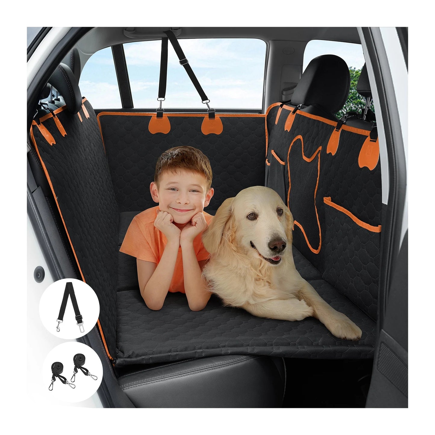 Car Dog Seat Cover for Back Seat Waterproof Auto Rear Pet Seat Protector Mat Nonslip Universal Safety Carrier For Outing Dogs