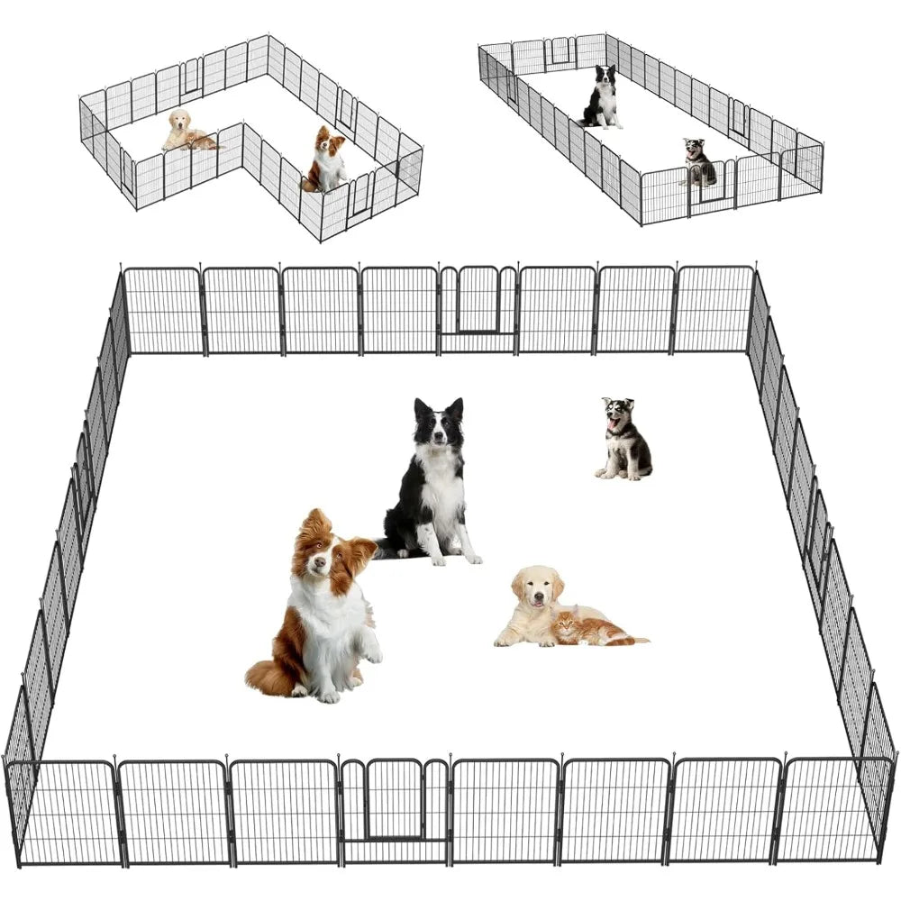 Dog Playpen,32 Inch Height in Heavy Duty,Folding Indoor Outdoor Dog Exercise Fence, Portable Pet Playpen with Door